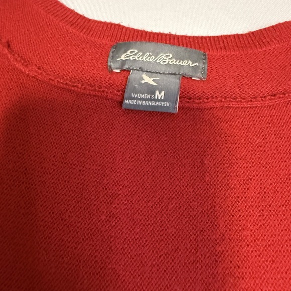 Eddie Bauer Women's Red V-Neck Long‎ Sleeve Warm Work Top Sweater, Size Medium - Picture 6 of 10